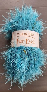 1 Skein MODA-DEA Fur Ever Yarn color Aqua Marine 1.76oz/49yd New !! - Picture 1 of 4