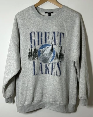 Sudadera para mujer Forever 21 mediana Great Lakes Wolf gris Foto 1 de 3