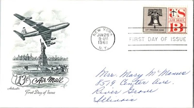 US FDC Scott #C62 13 Cents Liberty Airmail Artmaster c1961 - Image 1 of 3