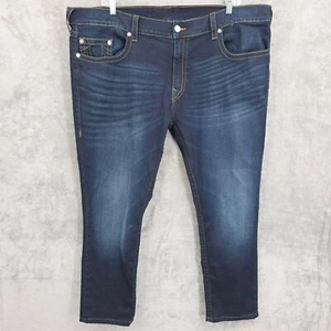 Pantalones de mezclilla True Religion Geno relajados ajustados 46 azul oscuro lavados elásticos ALTERADOS - Imagen 1 de 14