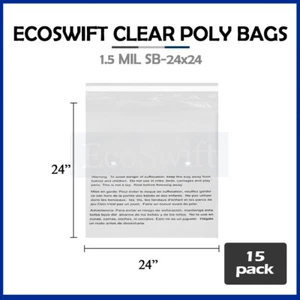 15 bolsas de polietileno transparentes de advertencia de asfixia auto-sellado grandes 24x24 1,5 mil envío gratuito - Imagen 1 de 6