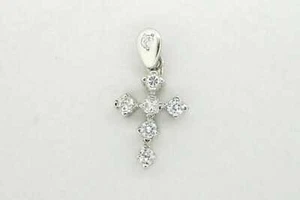Estate Sale 18k White Gold Cross Pendant Gemstone Vintage Style - Picture 1 of 5