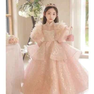 Girl Luxury Gala Dress Infant Sequins Maxi DressParty Costume Children Ball Gown - Picture 1 of 18
