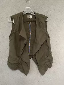 Kut From The Kloth Vest Linen Womens Size Medium Green Open Front Adult - Picture 1 of 5