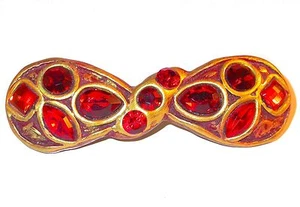 Funkelnde Schleife ROT & GOLD Haar BARRETTE Clip Abschlussball Braut Festzug - Bild 1 von 3