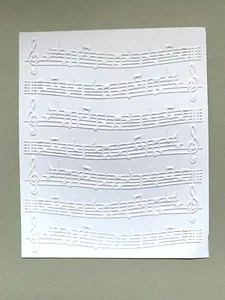 Tarjeta/Topper en relieve. PUNTUACIÓN MUSICAL diseño Blanco x 6...300gsm. ...(D) - Imagen 1 de 1
