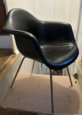 Mid century Mod Herman Miller Eames  Bucket Chair ORANGE FIBERGLASS UNDERNEATH - Image 1 of 4