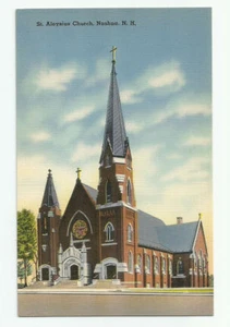 St. Aloysius Kirche Nashua New Hampshire Postkarte Vintage Leinen unbenutzt NH - Bild 1 von 2