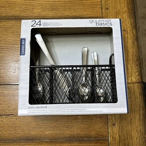 Gourmet Basics Satin Danford 24-Piece Stainless Steel Flaware Set And Caddy FS - Picture 1 of 5