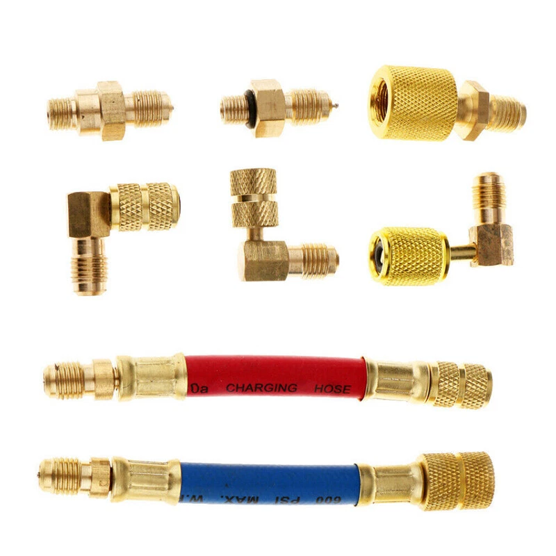 Car AC A/C Air Conditioning Refrigeration Connector Adapter Hoses Kit - Изображение 1 из 4