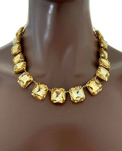 Lightweight Beige Light Brown Acrylic Crystals Casual Chic Necklace Earrings Set - Picture 1 of 5