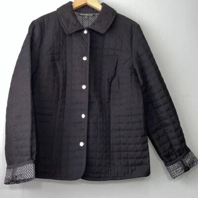 Chaqueta Acolchada Briggs New York Talla 12 Negra Country Chic Lunares Contraste Foto 1 de 4
