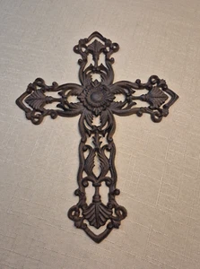 CROCE RELIGIOSA stile vittoriano in ghisa rustico ranch decorazione occidentale 2,5 libbre - Foto 1 di 14