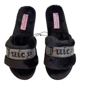 Juicy Couture Gravity Womens Medium 7-8 Slides Black Slipper Sandals NWT - Picture 1 of 7