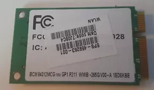 WIFI MODULE FOR HP MINI 2140 LAPTOP ANATEL BCM-BCM94312MCG REPLACEMENT ADAPTER - Picture 1 of 2