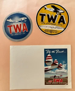 Airlines Luggage label lot TWA Lindbergh Line - USA - Picture 1 of 2