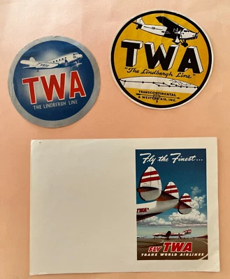 Lote de etiquetas de bagagem Airlines TWA Lindbergh Line - EUA - Imagem 1 de 2