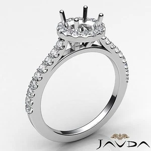 Halo U Cut Round Prong Semi Mount Diamond Engagement Ring Platinum 950 0.5Ctw - Picture 1 of 7