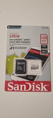 Micro SD SanDisk Ultra 128GB Classe10 UHS-I Scheda di Memoria + SD-Adattatore - Immagine 1 di 2