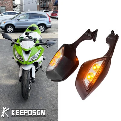Espejos retrovisores laterales ámbar LED señal de giro para Kawasaki Ninja ZX10R 2011-2015 Foto 1 de 4