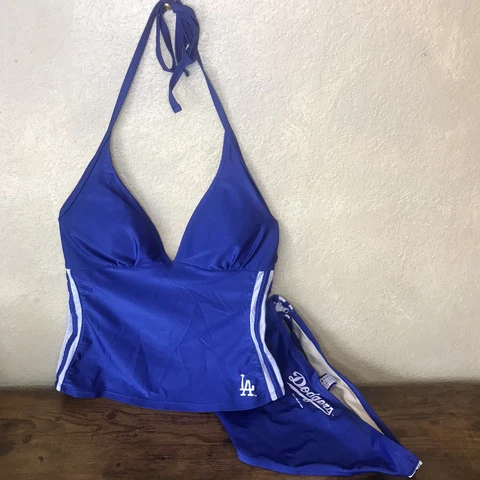 Women's Los Angeles DODGERS 2 Piece Sexy Halter Top Swimsuit BRAND NEW ~ MEDIUM Cover