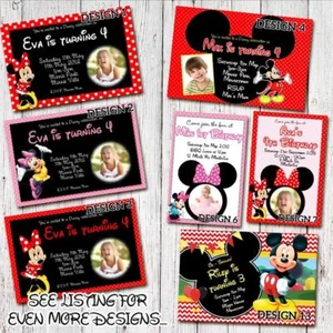'You PRINT & SAVE' Photo MICKEY MOUSE MINNIE MOUSE Birthday Invitations Digital - Picture 1 of 12