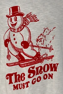 MENS TU 'THE SNOW MUST GO ON' SNOWMAN WHITE & RED T-SHIRT LARGE FESTIVE XMAS 1L - Picture 1 of 4