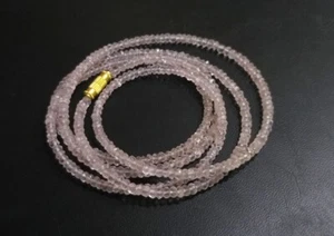 Natural 3-4MM Rose Quartz Faceted Rondelle Gemstone Beaded Choker Necklace 18'' - Picture 1 of 18