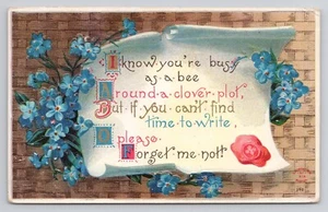 I Know You’re Busy as Bee Please Forget Me Not Greeting 1911 Postcard - Picture 1 of 2