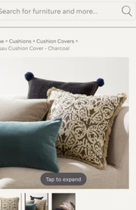 This Is For Last One Oka Charcoal Nassau Cushion Covers £140 - Picture 1 of 23