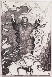 Erwin Stolz (1896-1987) "Fish Sermon", Ink Drawing, 1920s - Picture 1 of 1