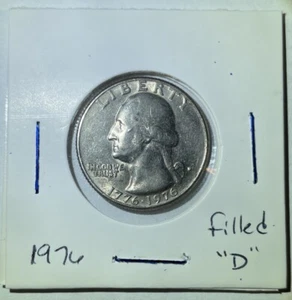 1776-1976 Bicentennial Quarter - mint ERROR - Completely Filled D Mint Mark - Picture 1 of 7