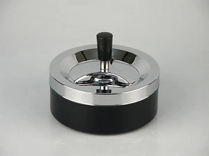 XXL Dreh-Aschenbecher chrom/schwarz matt 14cm NEU/OVP - Bild 1 von 1