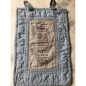 Primitive Style Wall Hanging Cross Stitch on Linen - Picture 1 of 4