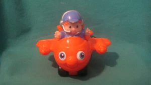 2001 Fisher-Price Mattel Orange Happy Face Airplane with Little People Pilot - Picture 1 of 4
