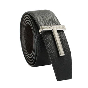 Cinturón Tom Ford Reversible Cuero Plata Metal Hebilla en T Decorado US 32 IT 80 - Imagen 1 de 4
