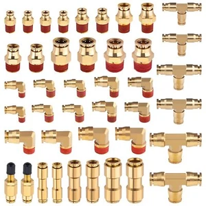 43 PZ Raccordi per Linea Freno Aria DOT Ottone 1/4" 3/8" 1/2" Spingere per Collegare Fitti... - Foto 1 di 6