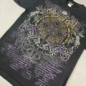 T-shirt vintage Y2K uomo media nera croce teschi stella forte tribale oro gotico - Foto 1 di 10