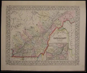 1867 Antique Mitchell County Map East Canada Montreal - Picture 1 of 1
