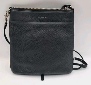 COACH Hobo Crossbody Bag Purse BLACK Pebbled Leather - Vintage Adjustable- Stamp - Picture 1 of 13