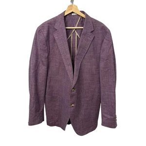 Peter Millar Blazer Mens 46R Purple Merino Wool Silk Linen Unstructured 2 Button - Picture 1 of 13
