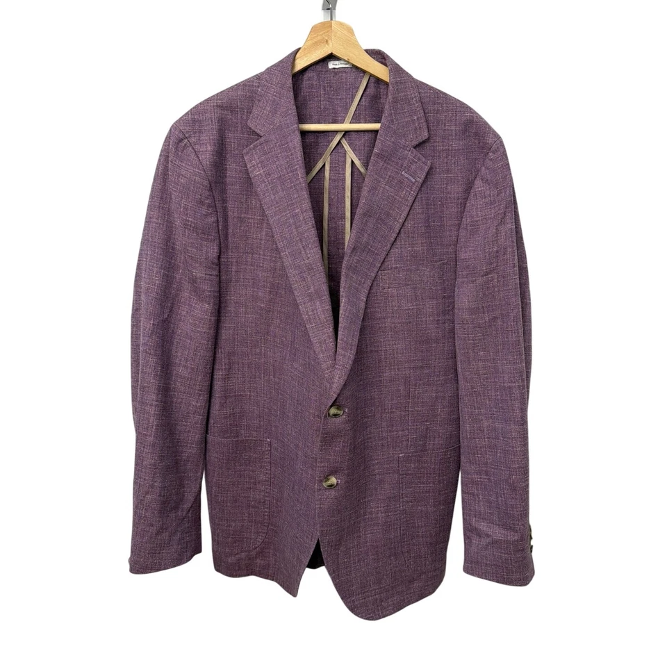 Peter Millar Blazer Mens 46R Purple Merino Wool Silk Linen Unstructured 2 Button - Image 1 of 4