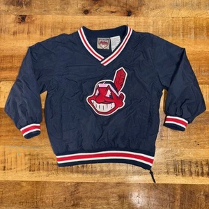 VTG Cleveland Indians Kids 90s Pullover Windbreaker - Youth 5/6 - Picture 1 of 8