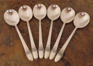 IS First Love Set 6 Round Soup Spoons 1847 Rogers Vtg Silverplate Flatware Lot P - Picture 1 of 4