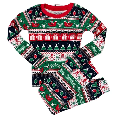 NWT Children's Place Unisex Glow Christmas Fair Isle Cotton Pajamas - SIZE 5 - Image 1 of 4