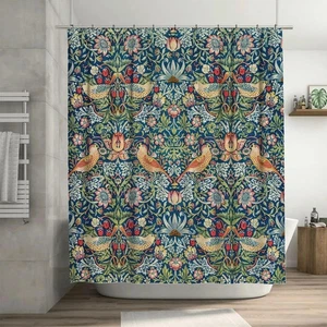 Juego de cortinas de ducha William Morris 72"W x 72"L (paquete de 1) Strawberry Thief - Imagen 1 de 6