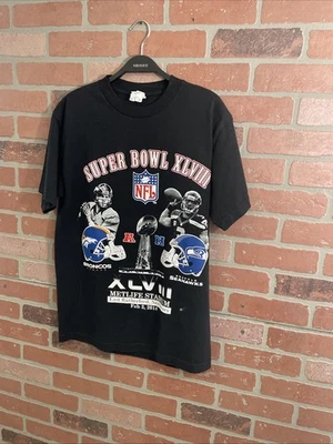 Camiseta Superbowl XLVIII 2014 Denver, Seattle 2 Caras, Negra, NFL Fútbol Foto 1 de 4