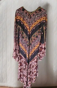 Umgee Boho Staubtuch Kimono Damen Gr. L Gypsy Langarm bunt Blumen Patchwork - Bild 1 von 7