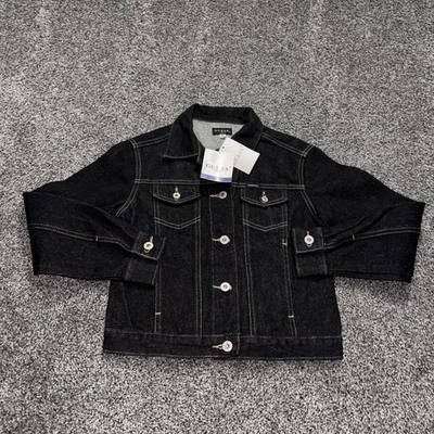 Vintage Guess Girls Denim Jean Jacket USA Made Girls M Class Act Black New Rare - Image 1 of 4