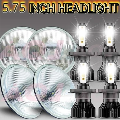 4Pcs 5.75" 5 3/4" LED Headlights Hi-Lo Sealed Beam For Cadillac DeVille 1962-74 - Image 1 of 4